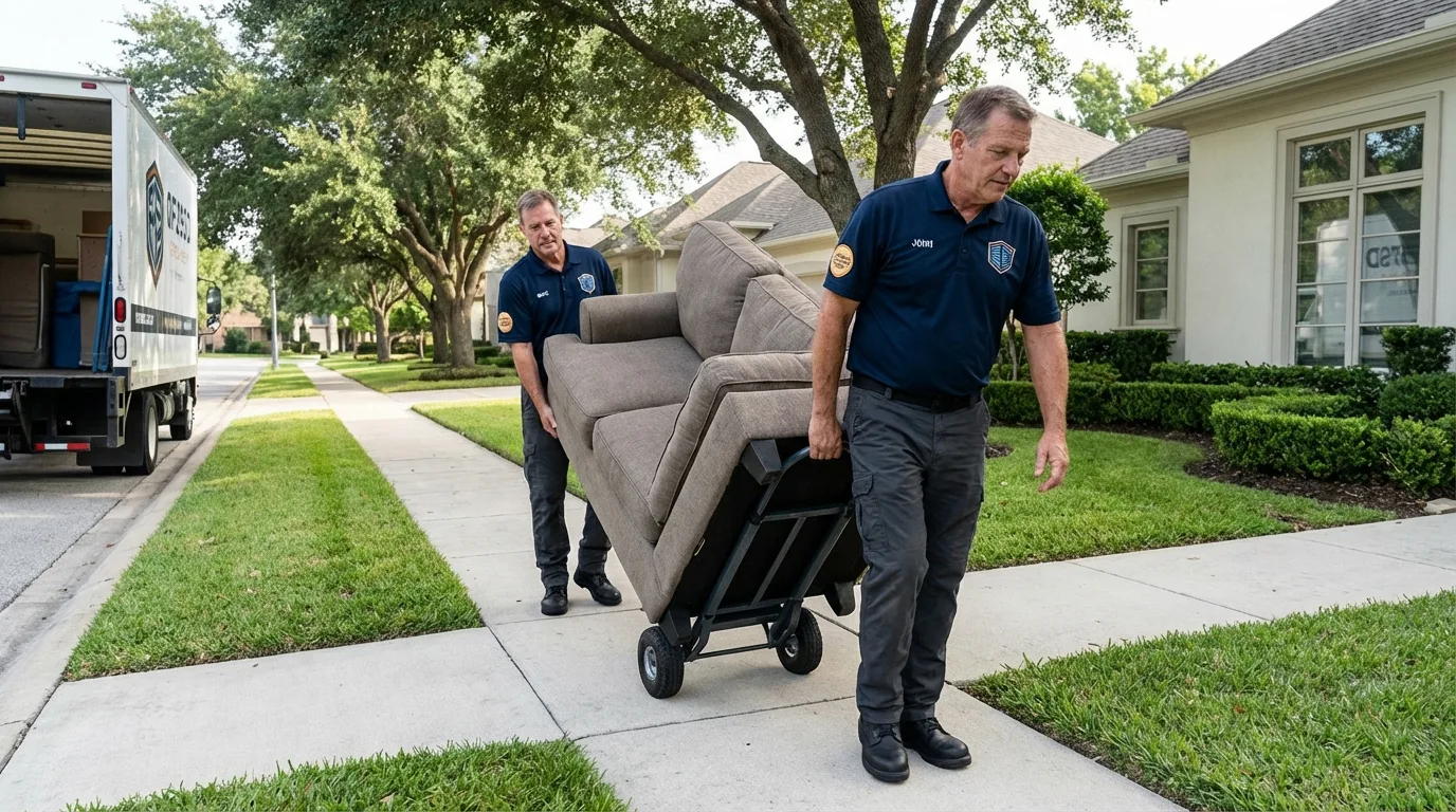 Local residential moving crew loading furniture in Blue Mound, IL